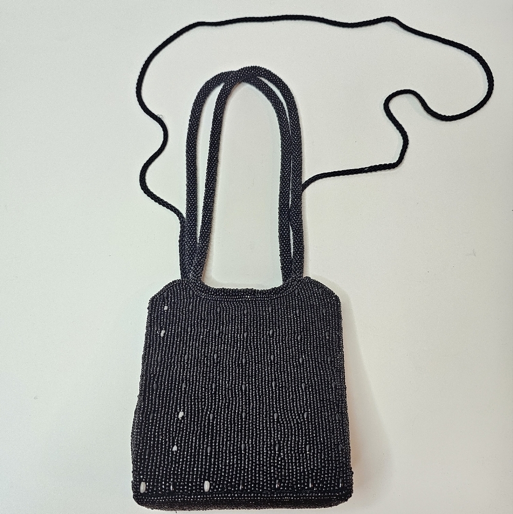 Valerie Stevens Black Beaded Small Handbag Vintage Womens - Picture 12 of 16